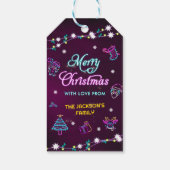 紫色ネオン モダン ホリデー クリスマス パーティー ギフトタグ (裏面)