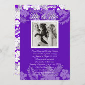 紫色ハイビスカスの葉の写真 受付のみ 招待状 (正面/裏面)