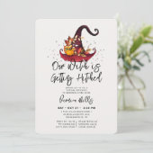 紫色ハロウィンの魔女のブライダルシャワー 招待状 (スタンド正面)