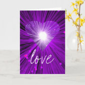 紫色ハート '愛' 'あなたのテキスト' グリーティングカード (黄色い花)