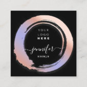 紫色バイオレットカスタムミニマリズムQRロゴショップ スクエア名刺 (正面)