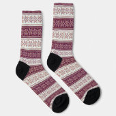 紫色バイオレットスノーフレークストライプパターン ソックス (右)