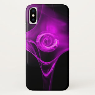 紫色バイオレットフラクタルバラ iPhone X ケース