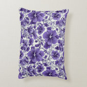 紫色バイオレット花植物花柄 アクセントクッション (裏面(縦))