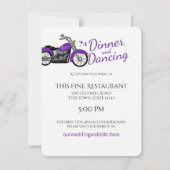 紫色バイクとハートの結婚式披露宴 招待状 (正面)