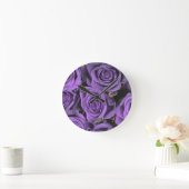 紫色バラ時計 ラウンド壁時計 (ホーム)