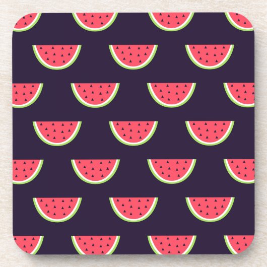 紫色パターンのネオンスイカ コースター (正面)