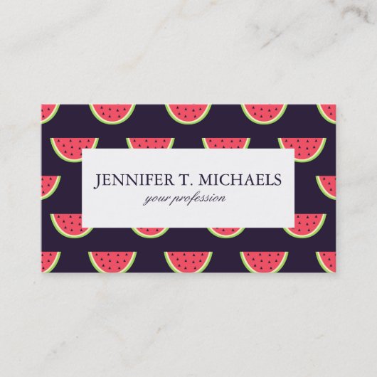 紫色パターンのネオンスイカ 名刺 (正面)