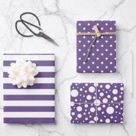紫色パターンのラッピング紙シートセット ラッピングペーパーシート