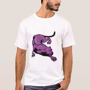 紫色パンサー大きな猫猫大ジャガーL Tシャツ