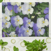 紫色パンジーの庭の花 キッチンタオル (折り畳み)