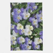 紫色パンジーの庭の花 キッチンタオル (縦)