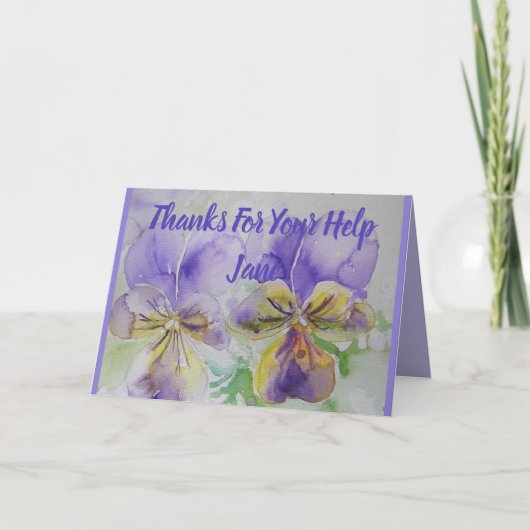 紫色パンジー感謝の気持ちより水彩カード カード (正面)