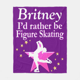 紫色パーソナライズされた姿スケートで滑る毛布 フリースブランケット