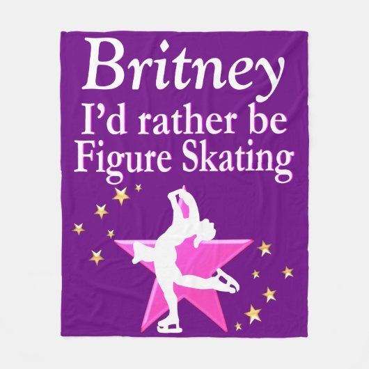 紫色パーソナライズされた姿スケートで滑る毛布 フリースブランケット (正面)