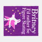 紫色パーソナライズされた姿スケートで滑る毛布 フリースブランケット (正面(横))