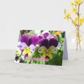 紫色ビオラ パンジー かわいい花 花のカード カード (黄色い花)