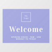 紫色ビジネス ロゴ営業時間ウェルカム ウィンドウサイン (シート)