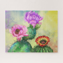 紫色ピンク赤サボテン花パズル絵画ズ ジグソーパズル