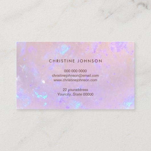 紫色フェイクの石の上に蜂の巣状のハニカム金ゴールド箔 名刺 (裏面)