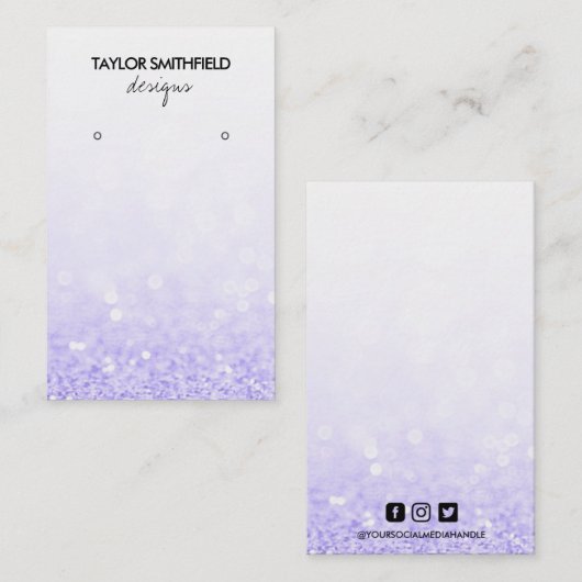 紫色フェイクグリッターイヤリングディスプレイ 名刺 (正面/裏面)
