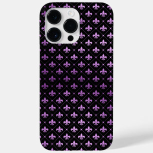 紫色フルーアDI LISパターン付きブラック Case-Mate iPhone 14 PRO MAXケース