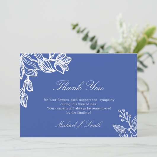 紫色フローラグラフィッモダンク葬儀悔やみや弔慰 サンキューカード (スタンド正面)