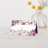 紫色フローラブライダルシャワー/結婚座席表 プレイスカード (正面)