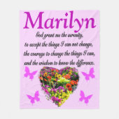 紫色フローラ平パーソナライズされた穏祈りの言葉毛布 フリースブランケット (正面)