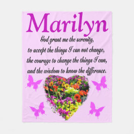 紫色フローラ平パーソナライズされた穏祈りの言葉毛布 フリースブランケット