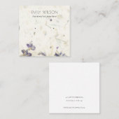 紫色フローラ手作り紙スタッドイヤリングディスプレイ スクエア名刺 (正面/裏面)