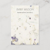 紫色フローラ手作り紙テクスチャ3イヤリング 名刺 (正面)