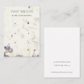 紫色フローラ手作り紙テクスチャ3イヤリング 名刺 (正面/裏面)