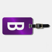 紫色ブラシ仕上げメタリックモノグラムイニシャル ラゲッジタグ (正面横)