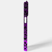 紫色ブラックダマスクジェムストーンモノグラムフローラ Case-Mate iPhoneケース (裏面 / 右)