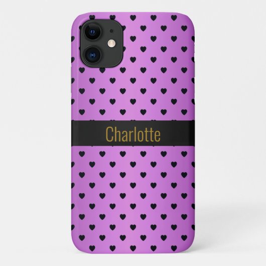 紫色ブラックハートパターンIPHONEカスタマイズ可能 Case-Mate iPhoneケース (裏面)