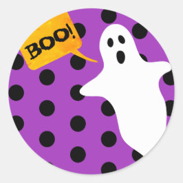 紫色ブーとホワイト幽霊 ラウンドシール
