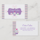 紫色ベーカリーの名刺のかわいいカップケーキ 名刺 (正面/裏面)