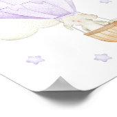 紫色ホットエアバルーン、動物、象、星 ポスター (角)