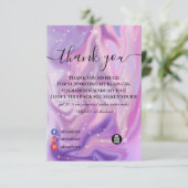 紫色ホログラフィックカラーシフト事業 サンキューカード (スタンド正面)