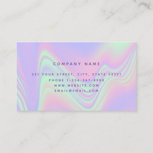 紫色ホログラフィックモノグラムモダンミニマル 名刺 (裏面)