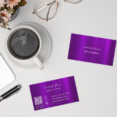 紫色メタリックエレガントミニマルQRコード 名刺