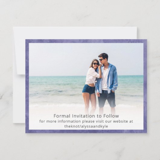 紫色モダンの写真の保存日付 (裏面)