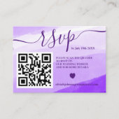 紫色モダンの結婚式rsvp Qrコード写真 エンクロージャーカード (正面)