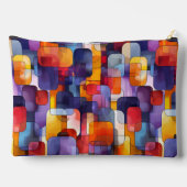 紫色モダンの黄色の幾何学的パターン アクセサリーポーチ (裏面)