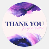 紫色モダン抽象 小さなビジネス お礼 ラウンドシール (正面)