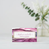 紫色モダン金ゴールド液体インク抽象芸術 名刺 (スタンド正面)