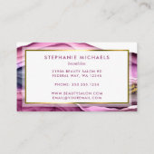 紫色モダン金ゴールド液体インク抽象芸術 名刺 (裏面)