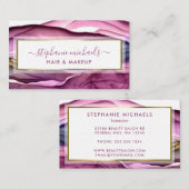 紫色モダン金ゴールド液体インク抽象芸術 名刺 (正面/裏面)