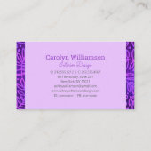 紫色モノグラム葉型植物モダンはっきりした 名刺 (裏面)